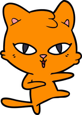 Bir insan tarafından çizilmiş çizgi film kedisi.