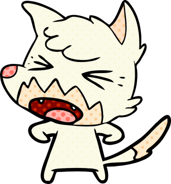 Bir insan tarafından çizilmiş kızgın çizgi film tilkisi.