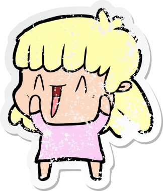 Bir insan tarafından çizilmiş karikatür bir kadının sıkıntılı çıkartması.