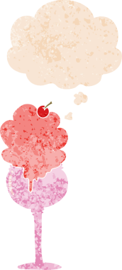 Düşünce baloncuklu karikatür çölü grunge sıkıntı retro dokuma tarzı bir insan tarafından çizilmiş