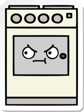 Bir insan tarafından çizilmiş şirin bir mutfak fırınının çıkartması.