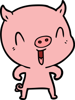 Bir insan tarafından çizilmiş mutlu çizgi film domuzu.
