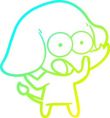 Bir insan tarafından çizilmiş şirin bir filin soğuk gradyan çizgisi