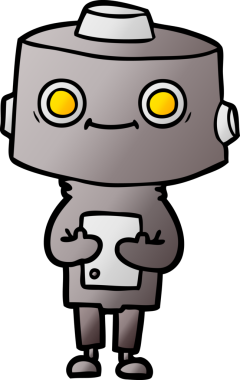 Bir insan tarafından çizilmiş çizgi film robotu