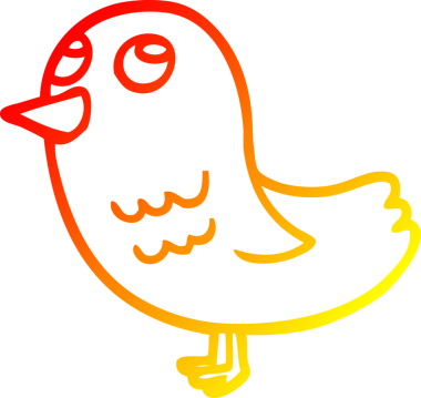 Bir karikatür kuşunun insan tarafından çizilmiş sıcak çizgi çizimi