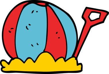 Bir insan tarafından çizilmiş karalama plaj topu ve maça.