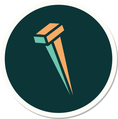 Bir insan tarafından çizilmiş geleneksel demir çivi stili dövme çıkartması.