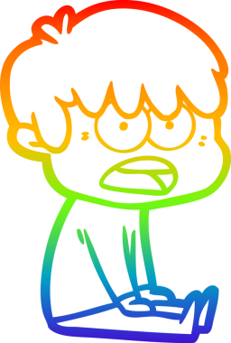 Bir insan tarafından çizilmiş endişeli bir çizgi film çocuğunun çizimi.