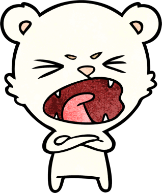 Bir insan tarafından çizilmiş kızgın kutup ayısı çizgi filmi.