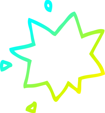 Bir insanın çizdiği çizgi film patlama sembolünün soğuk gradyan çizgisi.