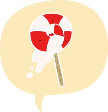 bir insan tarafından çizilmiş eski tarz konuşma baloncuklu geleneksel lolipop çizgi filmi