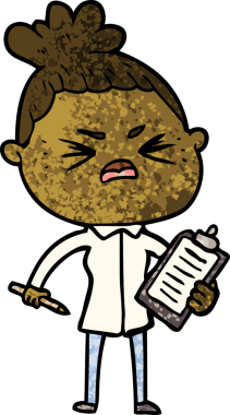 Bir insan tarafından çizilmiş kızgın bir kadın.