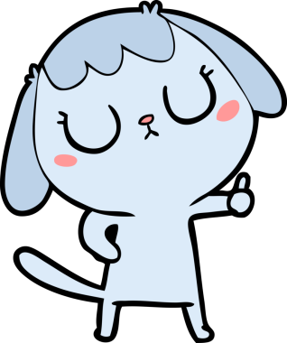 Bir insan tarafından çizilmiş şirin bir çizgi film köpeği.