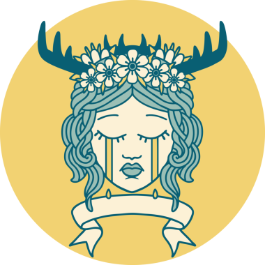 Retro Dövme Tarzı Ağlayan İnsan Druid Bir insan tarafından çizilmiş pankartıyla