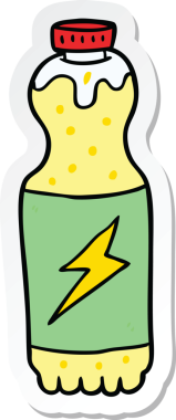 Bir insan tarafından çizilmiş karikatür soda şişesinin etiketi.