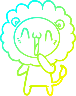 Bir insan tarafından çizilmiş mutlu çizgi film aslanı çizimi.