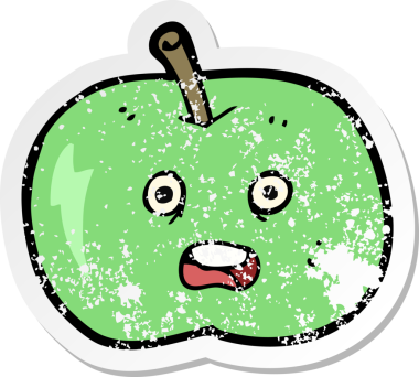 Bir insan tarafından çizilmiş parlak bir elmanın gerilimli yapıştırması.