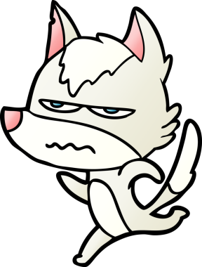 Bir insan tarafından çizilmiş rahatsız kurt çizgi filmi.