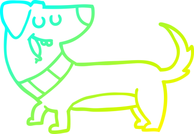 Bir insan tarafından çizilen çizgi film köpeğinin soğuk gradyan çizgisi.