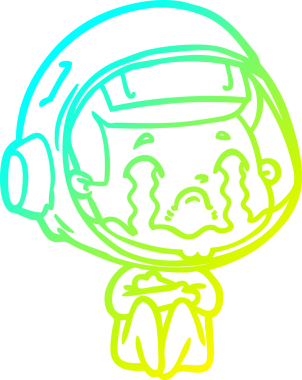 Bir insan tarafından çizilmiş ağlayan astronot çizgi filmi.