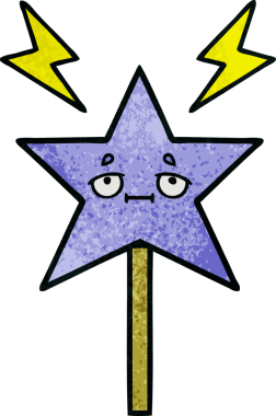 Bir insan tarafından çizilmiş sihirli bir değneğin retro grunge dokusu