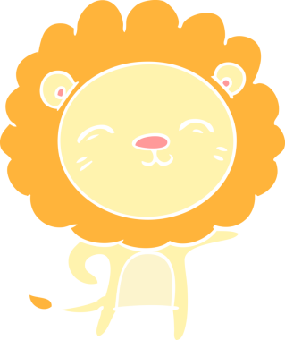 Bir insan tarafından çizilmiş düz renkli çizgi film aslanı