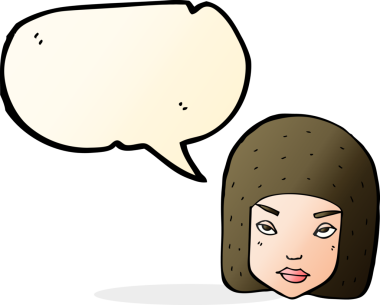 Bir insan tarafından çizilen konuşma baloncuğuyla kadın yüzü rahatsız edildi.