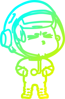 Bir insan tarafından çizilen soğuk gradyan çizgi çizimi stresli astronot