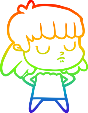 gökkuşağı gradyan çizgi çizimi bir insan tarafından çizilmiş ilgisiz bir kadın