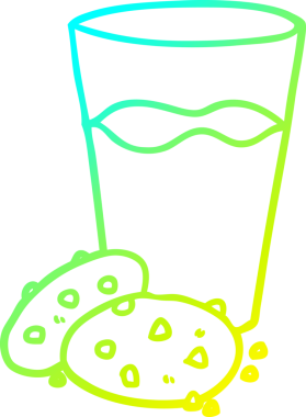 Kurabiye ve sütün insan tarafından çizilmiş soğuk gradyan çizgisi