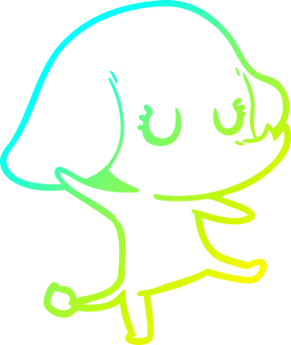 Bir insan tarafından çizilmiş şirin bir filin soğuk gradyan çizgisi