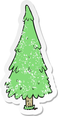 Bir insan tarafından çizilmiş karikatür Noel ağacının sıkıntılı çıkartması.