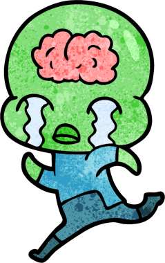 Bir insan tarafından çizilmiş koca beyinli bir uzaylı ağlaması.