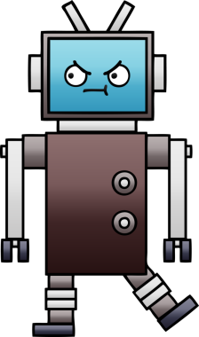 Bir insan tarafından çizilmiş bir robotun gölgelenmiş çizimi