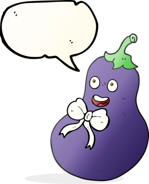 Bir insan tarafından çizilmiş serbest konuşma balonu patlıcan karikatürü