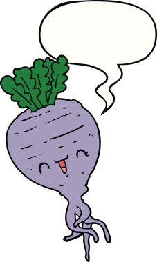 Bir insan tarafından çizilmiş konuşma balonlu şalgam.