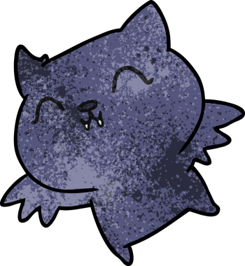 Bir insan tarafından çizilmiş kawaii yarasasının el yazısı çizimi.