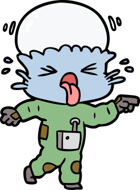 Bir insan tarafından çizilmiş garip bir uzaylı çizgi filmi.