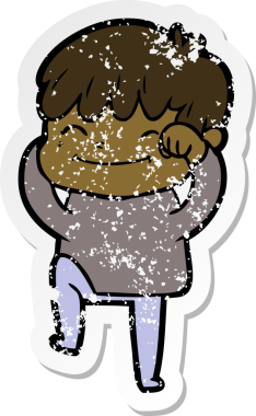 Bir insan tarafından çizilmiş mutlu bir çocuğun sıkıntılı çıkartması.