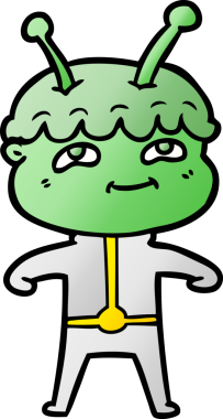 Bir insan tarafından çizilmiş dost canlısı çizgi film uzay adamı.