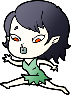 Bir insan tarafından çizilmiş şirin vampir kız çizgi filmi.