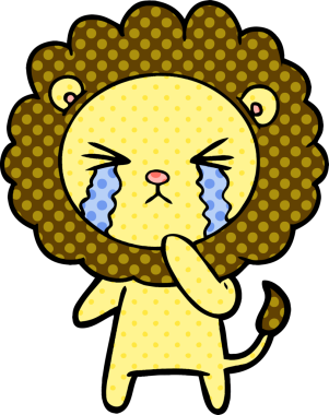 Bir insan tarafından çizilmiş ağlayan bir aslan.