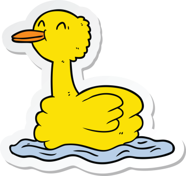 Bir insan tarafından çizilmiş bir ördeğin çıkartması.