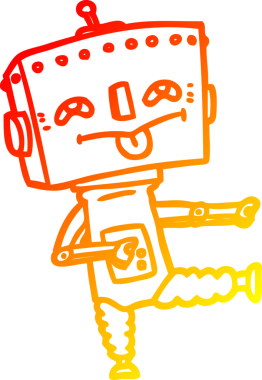 Bir insan tarafından çizilen çizgi film robotunun sıcak çizgi çizimi