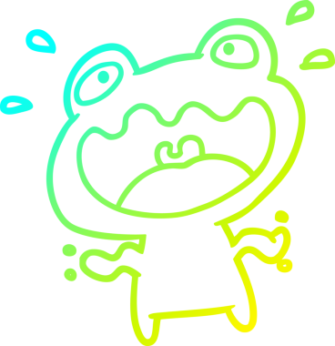 Soğuk eğimli bir kurbağa çizimi. Bir insan tarafından çizilmiş.