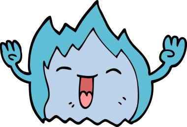 Bir insan tarafından çizilmiş mutlu gaz alevi.