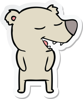 Bir insan tarafından çizilmiş çizgi film ayısının çıkartması.