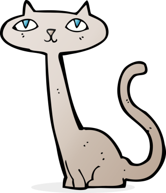 Bir insan tarafından çizilmiş çizgi film kedisi.