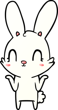 Bir insan tarafından çizilmiş şirin çizgi film tavşanı.