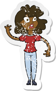 Bir insan tarafından çizilmiş endişeli bir karikatürün gerilimli çıkartması.